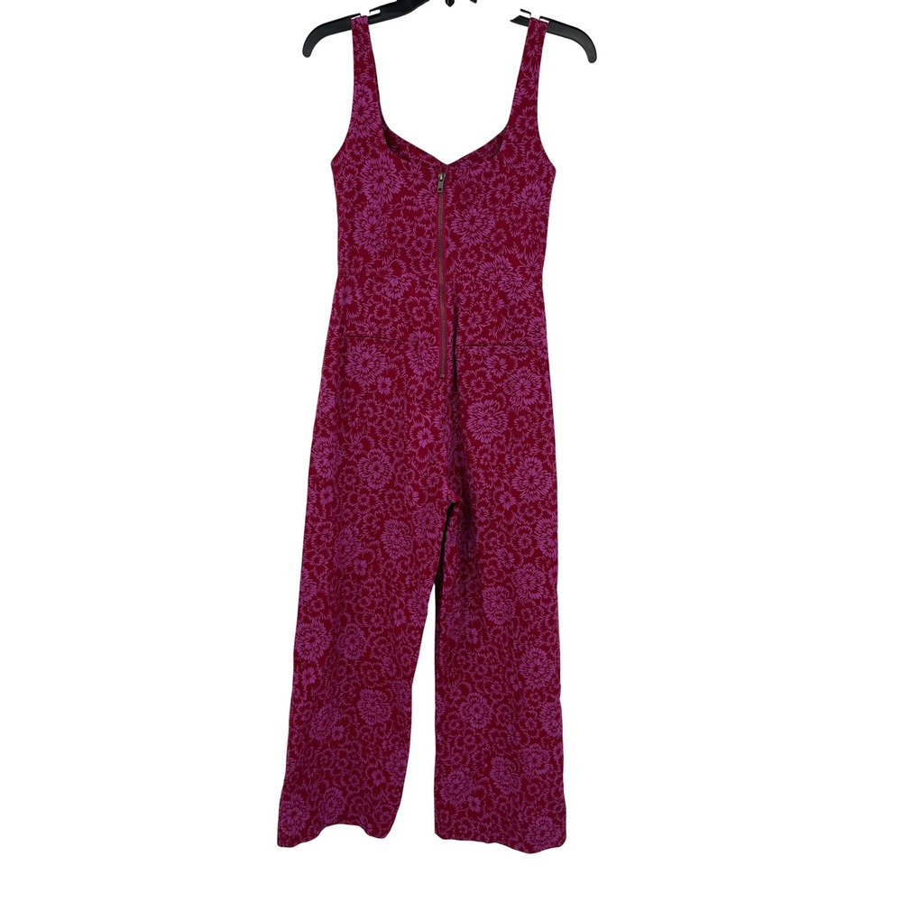 Maeve Anthropologie The Colette Jumpsuit Pink Red Floral Wide Leg Womens Size 2 - Picture 3 of 14